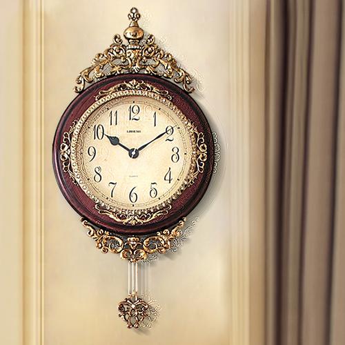 欧式挂钟客厅创意墙面壁钟摇摆复古美式大气钟表时钟家用挂表奢华